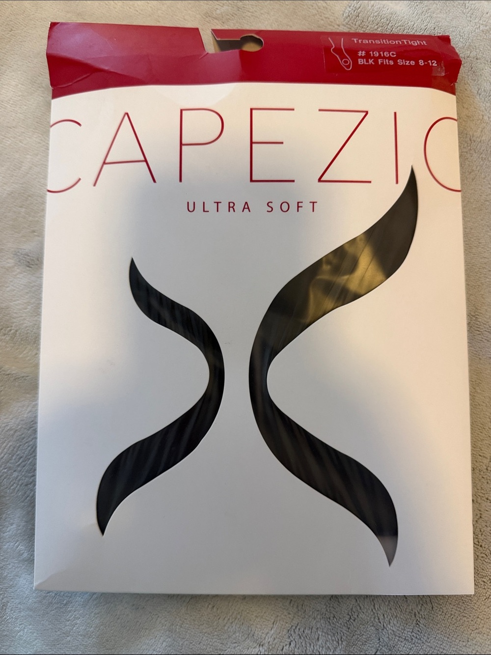 Capezio Ultra Soft Transition Tight Packaging - White & Red with Black Accents